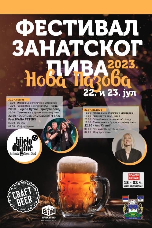 Festival zanatskog piva Nova Pazova 2023 Program
